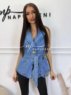 Дънков елек с коланче ''City Denim'' - код BS10663