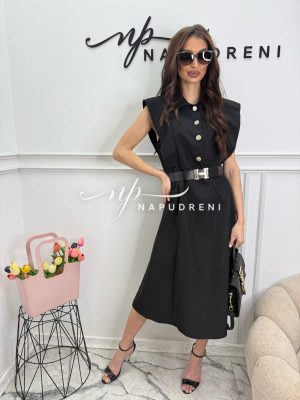 Рокля ''HERMOSA'' с колан в черен цвят - код BL11142
