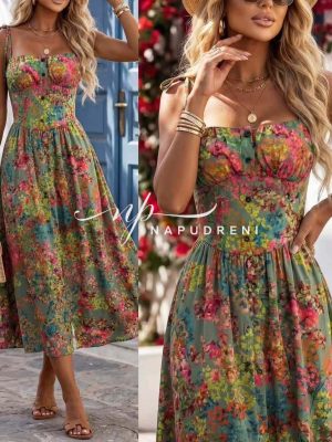 Миди рокля ''CITRUS VIBE'' в зелен цвят - код G11279