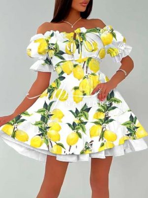 Разкроена рокля ''BLOOM'' с лимони - код BL11952