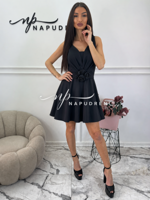 Сатенена рокля ''ELEGANT ROSE'' в черен цвят - код Bi11305