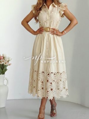 Рокля ''BOHO VIBES'' в бежов цвят - код Bi11257