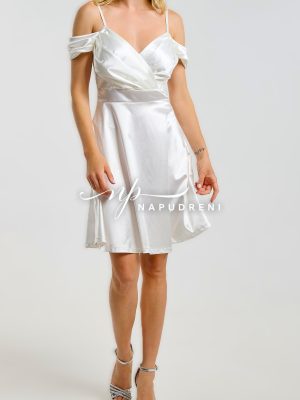 Сатенена рокля ''Clarissa'' в бял цвят - код Bi11339