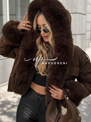 Къса парка ''Timber'' с косъм в кафяв цвят - код Bi10193