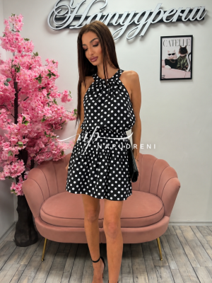 Мини рокля ''POLKA POINTS'' в черен цвят - код BL11956