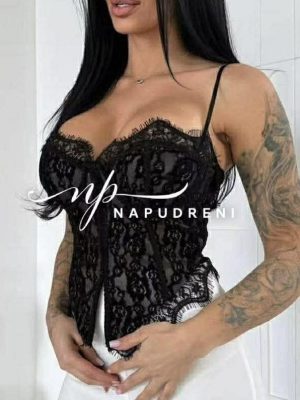 Корсет с дантела в черен цвят - код Bi10857
