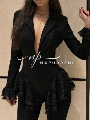 Гащеризон/боди ''FATALITY LACE'' в черен цвят и черна дантела - код BS10929